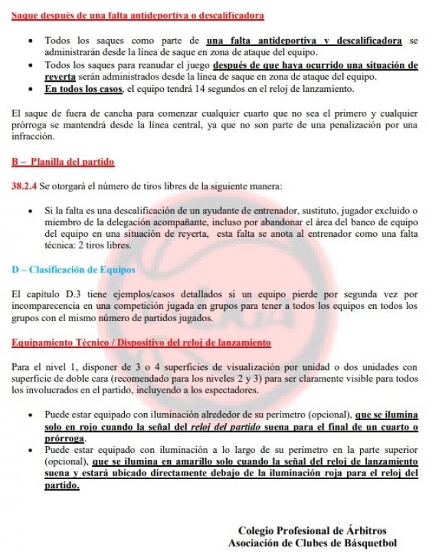 Interpretaciones a las nuevas reglas FIBA